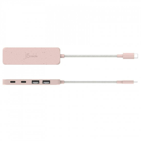 USB-хаб J5create 2 USB-A/2 USB-С Red (JCH342ER-N)