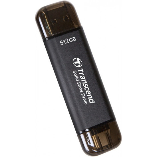 Накопичувач зовнішній SSD USB 3.1 Gen 2 Type-A/Type-C 512GB Transcend ESD310 Black (TS512GESD310C)