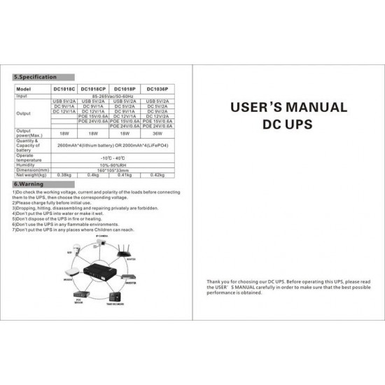 Джерело безперебійного живлення для роутерів/комутаторів DC1018P DC UPS 10400 mAh Black (2020000426844)