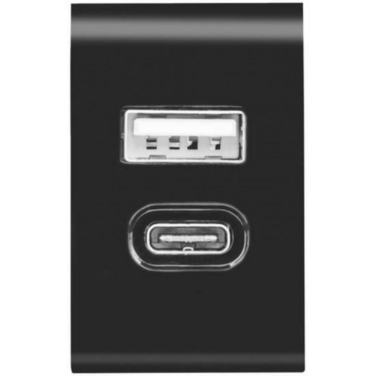 Мережевий зарядний пристрій Trust Urban Fast Dual USB-C&USB (17W, 2USB 3.0A) Black (21589)