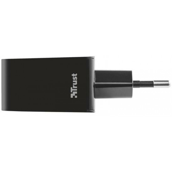 Мережевий зарядний пристрій Trust Urban Fast Dual USB-C&USB (17W, 2USB 3.0A) Black (21589)