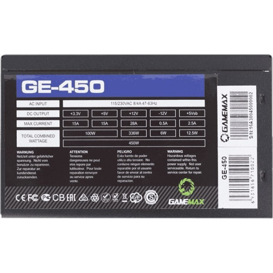 Блок живлення GameMax GE-450 450W Black