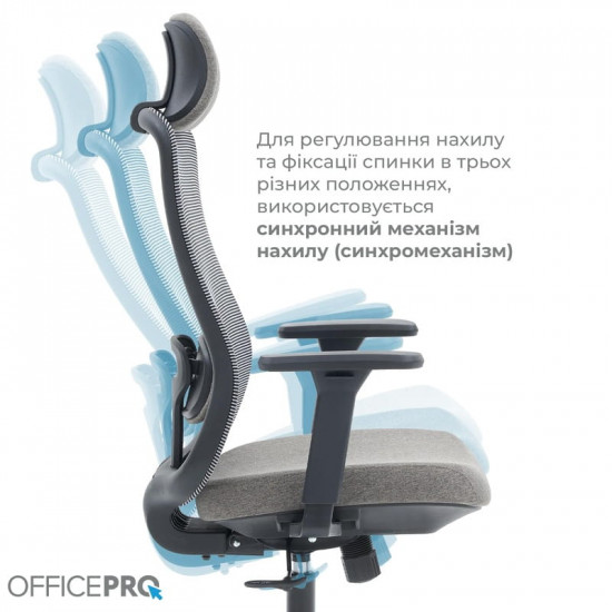 Крісло офісне Officepro Wave OC599-B-DG-DG Black/Dark Gray