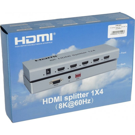 Сплітер PowerPlant HDMI - 4xHDMI, 8K Silver (CA914203)