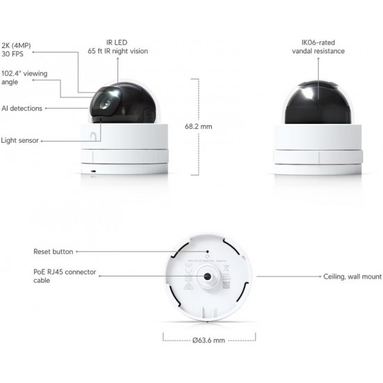 IP-камера Ubiquiti UniFi Protect G5 Dome Ultra (UVC-G5-DOME-ULTRA)