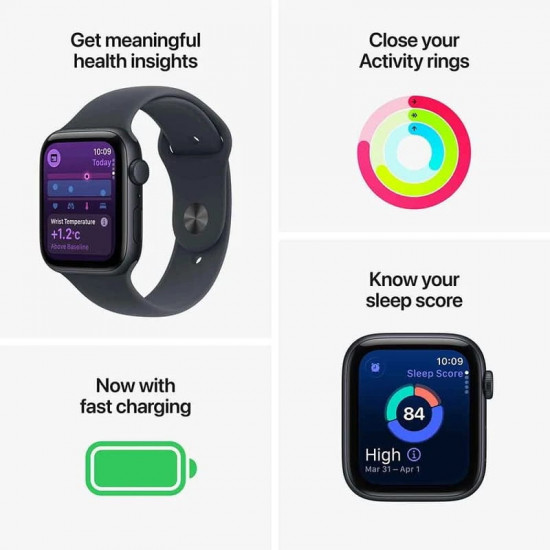 Смарт-годинник Apple Watch SE 3 GPS 44mm Midnight Aluminium Case with Midnight Sport Band - S/M (MEHN4RK/A)