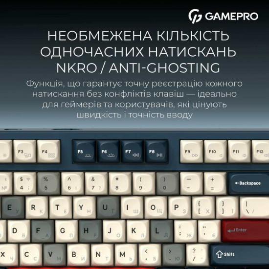 Клавіатура бездротова GamePro Asgard Ragnar Keychron Super Red Switch Blue (MK285BL)
