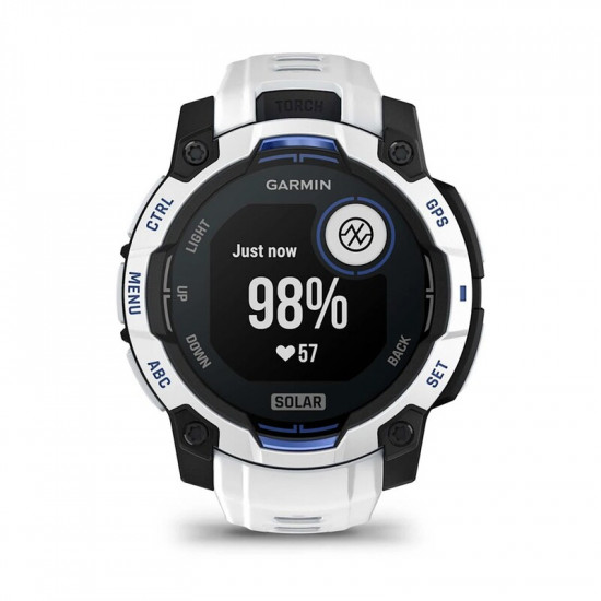 Смарт-годинник Garmin Instinct 3 45mm Solar Whitestone with Whitestone/Bolt Blue Silicone Band (010-02934-03)