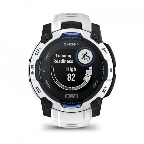 Смарт-годинник Garmin Instinct 3 45mm Solar Whitestone with Whitestone/Bolt Blue Silicone Band (010-02934-03)