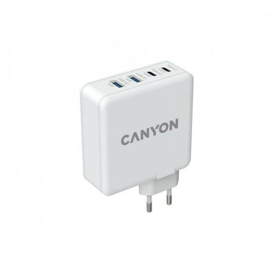 Мережевий зарядний пристрій Canyon H-100 (4USB) GaN PD 100W QC3.0 White (CND-CHA100W01)
