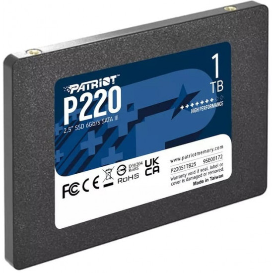 Накопичувач SSD 1TB Patriot P220 2.5" SATAIII TLC (P220S1TB25)
