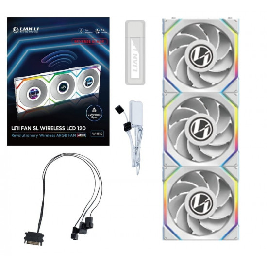 Вентилятор Lian Li Uni Fan SL Wireless LCD 120-3 Reverse White (G99.12RSLLCD1W3W.00)