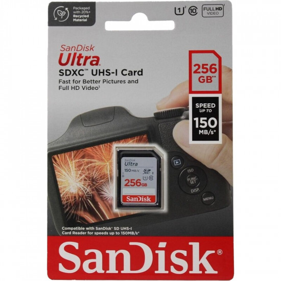Карта пам`яті SDXC 256GB UHS-I Class 10 SanDisk Ultra R150MB/s (SDSDUNC-256G-GN6IN)