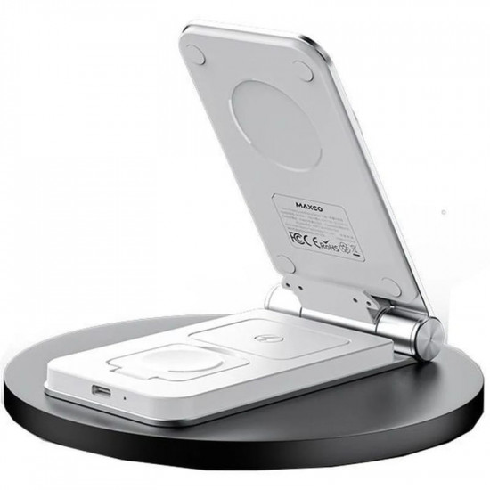 Бездротовий зарядний пристрій Maxco Wireless Charger 3-in-1 15W Grey (MW08)