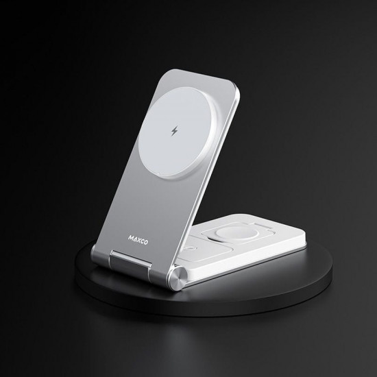 Бездротовий зарядний пристрій Maxco Wireless Charger 3-in-1 15W Grey (MW08)