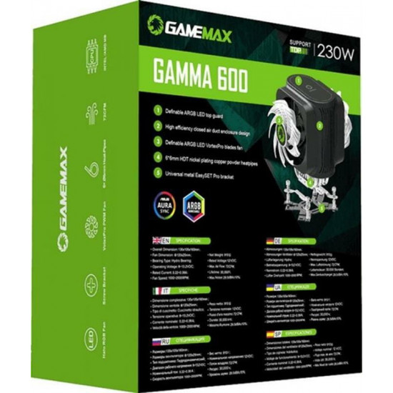 Кулер процесорний GameMax Gamma 600 ARGB