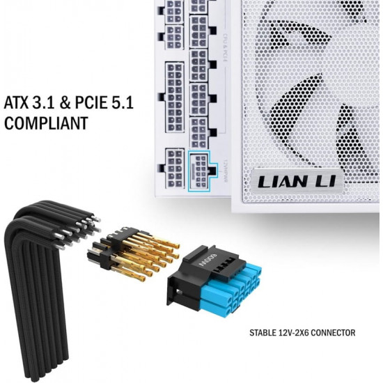 Блок живлення Lian Li EDGE1300, 80 Plus Platinum, White, EU Cord (G9P.EG1300.WE00.EU)