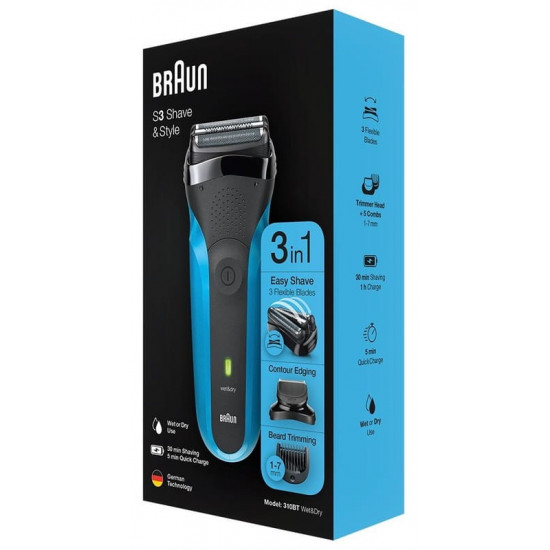 Електробритва Braun Series 3 310BT Black/Blue