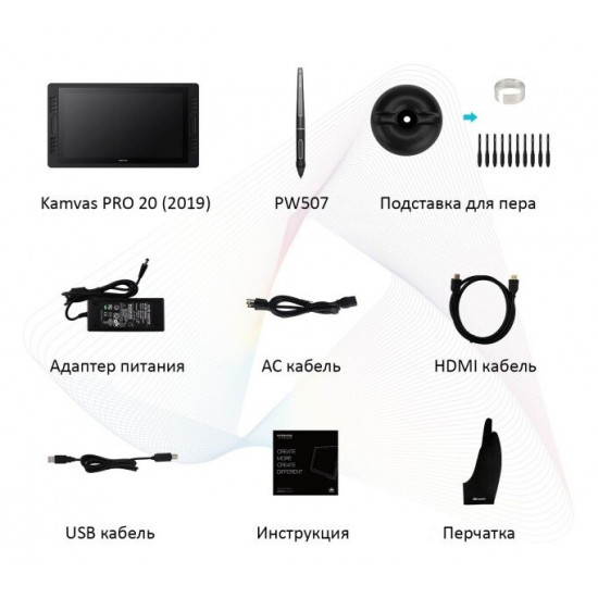 Графічний монітор Huion Kamvas Pro 20 (2019) + рукавичка