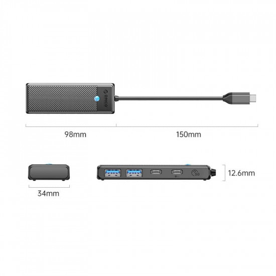USB-хаб Orico PAPW2AC-C3-015-BK-EP USB Type-C 4-в-1  (CA914210)