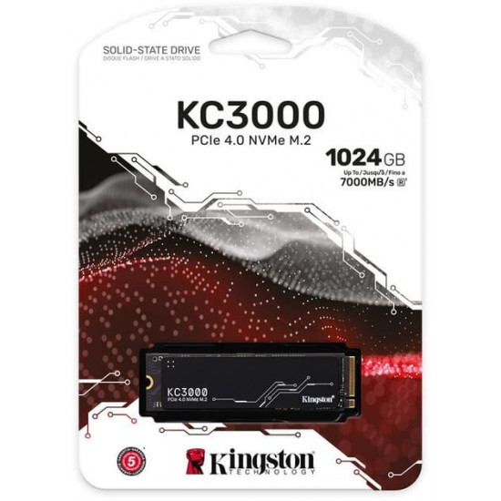 Накопичувач SSD 1TB Kingston KC3000 M.2 2280 PCIe 4.0 x4 NVMe 3D TLC (SKC3000S/1024G)