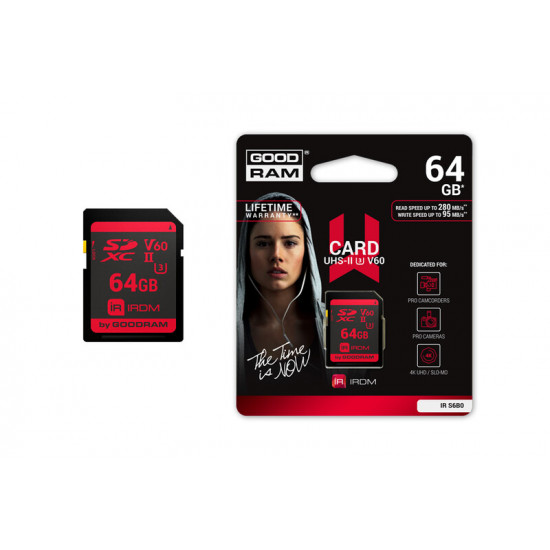 Карта пам`ятi SDXC 64GB UHS-II/U3 GOODRAM IRDM R280/W95MB/s (IR-S6B0-0640R11)