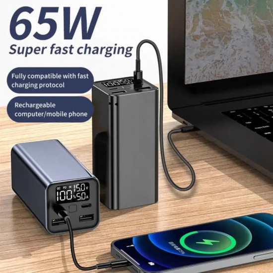 Універсальна мобільна батарея Atria 65W 20000mAh Black (WPD-65)