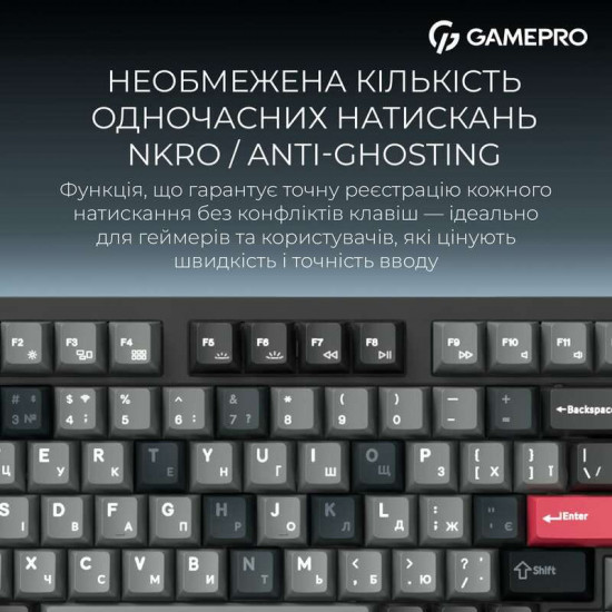 Клавіатура бездротова GamePro Asgard Drakkar Keychron Super Red Switch Black (MK305BK)