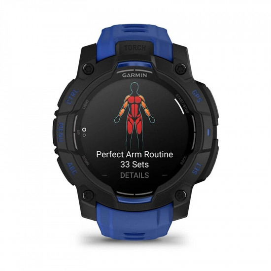 Смарт-годинник Garmin Instinct 3 45mm AMOLED Black with Bolt Blue/Black Silicone Band (010-02936-03)