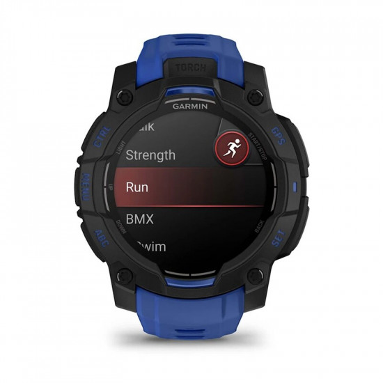 Смарт-годинник Garmin Instinct 3 45mm AMOLED Black with Bolt Blue/Black Silicone Band (010-02936-03)