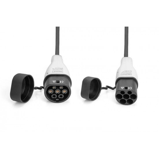 Зарядний кабель Digitus для електромобілів Type 2 to Type 2 Spiral, 32А, 22кВт, 3 фазний, 10м (DK-3P32-S-100)