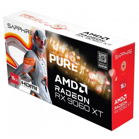 Відеокарта AMD Radeon RX 9060 XT 16GB GDDR6 Pure Gaming OC Sapphire (11350-02-20G)