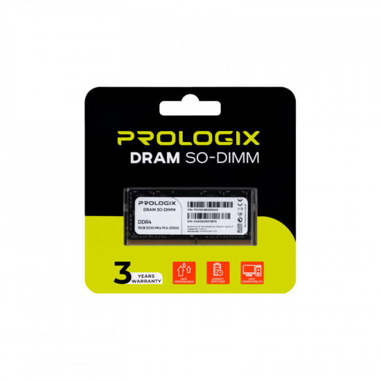 Модуль пам`ятi SO-DIMM DDR4 16GB/3200 Prologix (PRO16GB3200D4S)