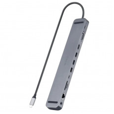 USB-хаб REAL-EL CQ-1000 USB3.0х3/USB-C/HDMI/VGA/RJ45/SD/TF/3.5 mm audio, 0.4m, Space Grey