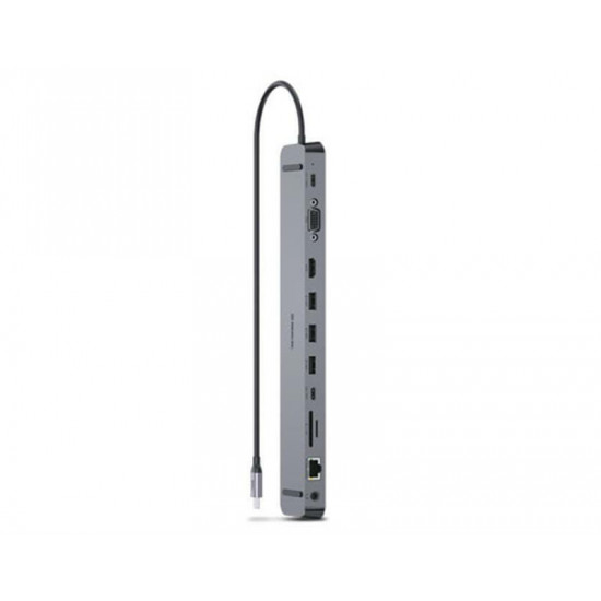 USB-хаб REAL-EL CQ-1000 USB3.0х3/USB-C/HDMI/VGA/RJ45/SD/TF/3.5 mm audio, 0.4m, Space Grey