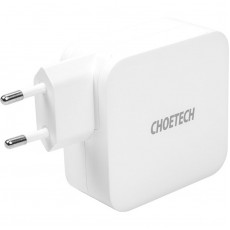 Мережевий зарядний пристрій Choetech GaN 2хUSB Type-C PD100W White (PD6008)