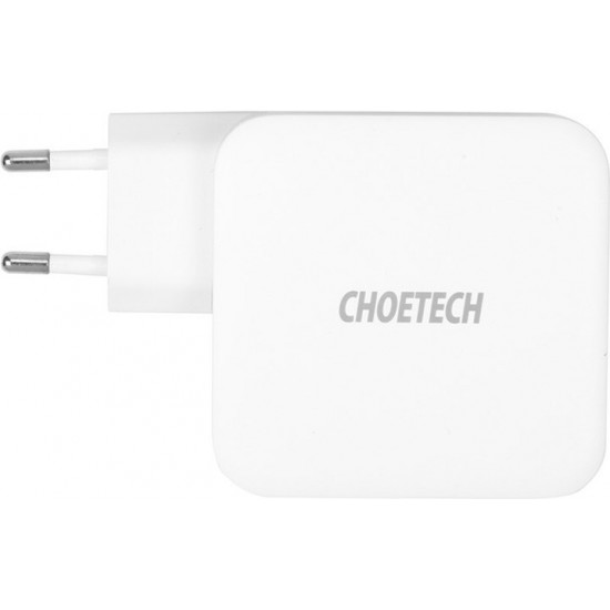 Мережевий зарядний пристрій Choetech GaN 2хUSB Type-C PD100W White (PD6008)