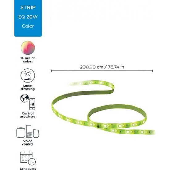 Світлодіодна стрічка розумна WiZ LED 2700-6500K 1600Лм RGB Wi-Fi 2 м, White (929002524801)