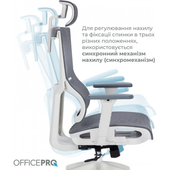 Крісло офісне Officepro Elegant OC660-W-DG-DG White/Dark Gray