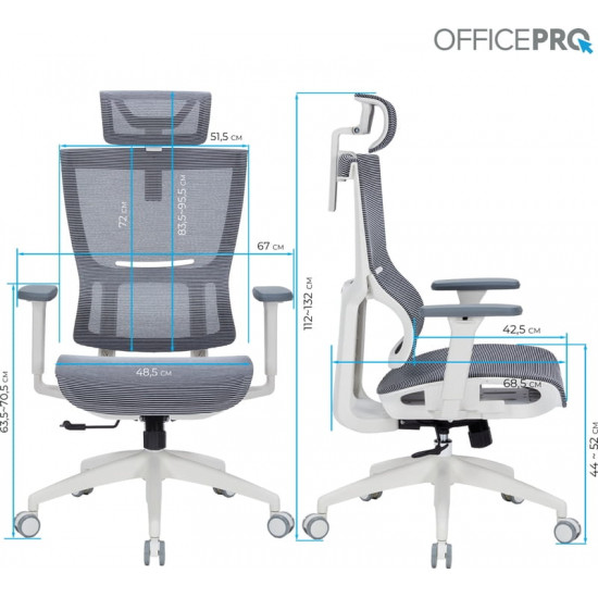 Крісло офісне Officepro Elegant OC660-W-DG-DG White/Dark Gray