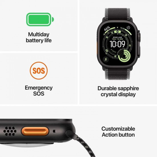 Смарт-годинник Apple Watch Ultra 3 GPS + Cellular 49mm Natural Titanium Case with Light Blue Alpine Loop - Medium (MEWM4QP/A)