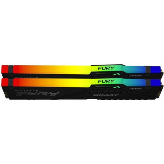 Модуль пам`яті DDR5 2x16GB/5200 Kingston Fury Beast RGB Black (KF552C40BBAK2-32)
