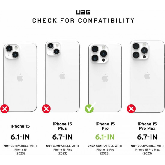 Чохол-накладка Urban Armor Gear Monarch Pro Magsafe для Apple iPhone 15 Pro Kevlar Elemental Green (11422111397B)