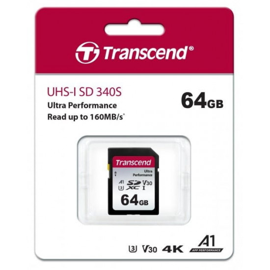 Карта пам`яті SDXC  64GB UHS-I/U3 Class 10 Transcend 340S R160/W50MB/s 4K (TS64GSDC340S)