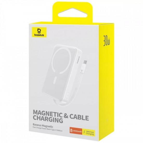 Універсальна мобільна батарея Baseus Magnetic Mini 10000mAh, 30W White (P1002210B223-00)