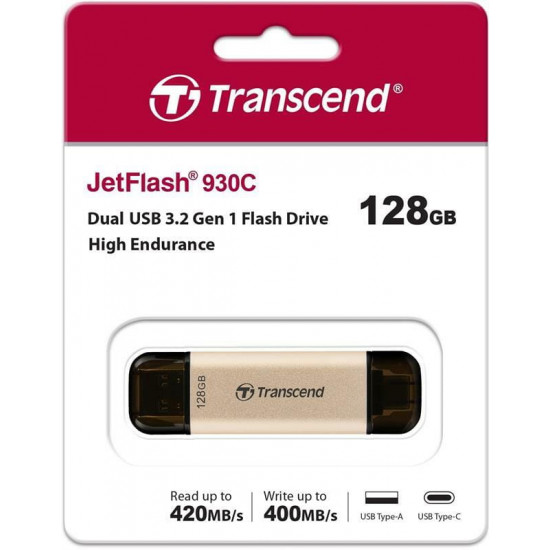 Флеш-накопичувач USB3.2+Type-C 128GB Transcend JetFlash 930С Beige (TS128GJF930C)