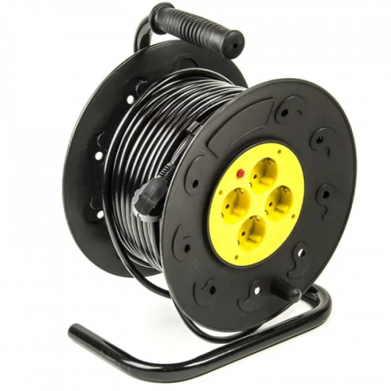 Фільтр живлення PowerPlant (PPRA10M40S4L) 4 розетки, 40 м, чорний, на котушці