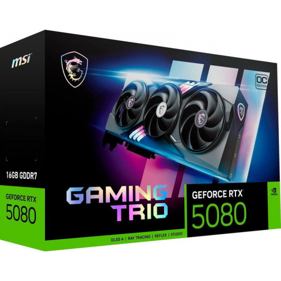 Відеокарта GF RTX 5080 16GB GDDR7 Gaming Trio OC MSI (GeForce RTX 5080 16G GAMING TRIO OC)