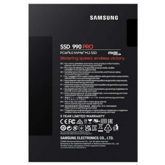 Накопичувач SSD  2ТB Samsung 990 PRO M.2 2280 PCIe 4.0 x4 NVMe V-NAND TLC (MZ-V9P2T0BW)