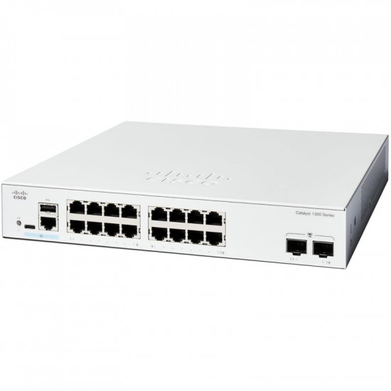 Комутатор Cisco Catalyst C1300-16T-2G (16хGE, 2xGE SFP, USB, керований)